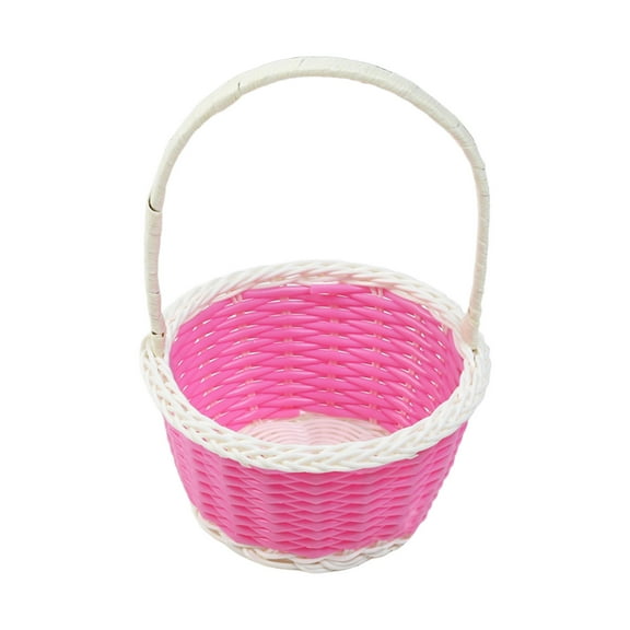 Mecorevxz Small Easter Woven Baskets with Handle Easter Eggs Baskets Mini Candy for Easter Decorations(Pink)