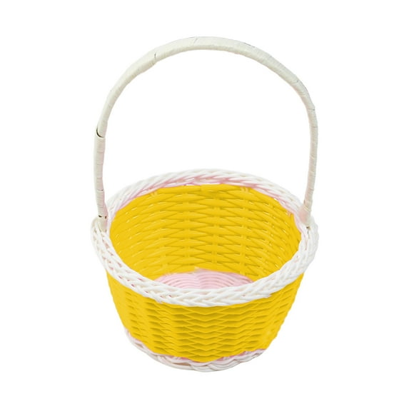 Mecorevxz Small Easter Woven Baskets with Handle Easter Eggs Baskets Mini Candy for Easter Decorations(Yellow)