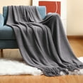 thumbnail image 1 of Mecorevxz Solid Color Muslin Throw Blanket for Bed,Couch, Knit Woven Gauze Blanket with Tassels, Soft Lightweight Cozy Pre-Washed Breathable Home Decor for All-Season (Dark Gray), 1 of 7