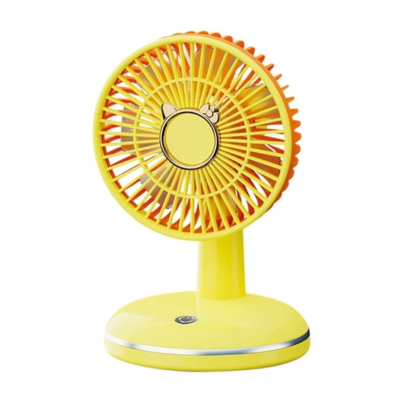 Mecorevxz Summer Fan Round Base Fan Rechargeable Desktop Fan Portable Coolings Fan for Office Supplies(Yellow)