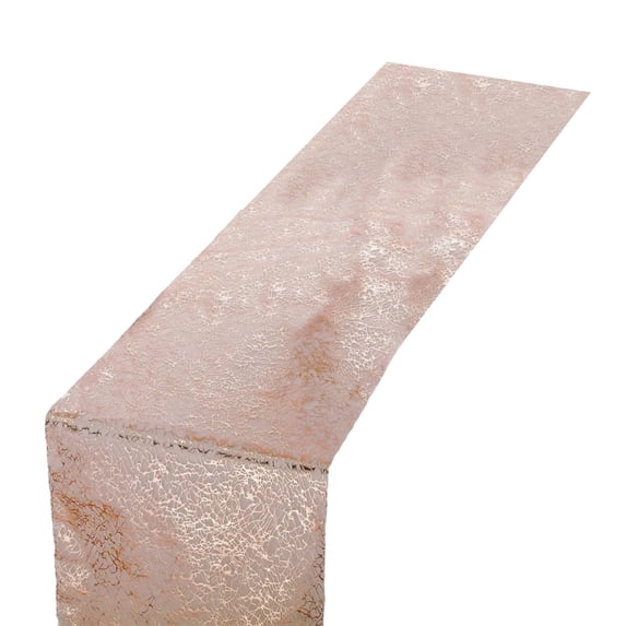 Mecorevxz Table Runner Sheer Gauze Sequin Glitter Foil Table Runner Roll Mesh Metallic Gold Tables Decoration for Valentines Day Wedding Anniversary,275x28cm(Rose Gold)
