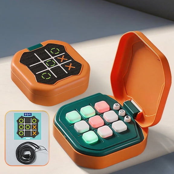 Mecorevxz Tic-Tac-Toe Bolt Game, 4-in-1 Handheld Puzzle Games Console, Electronic Tic-Tac-Toe Game for Educational and Memory Growth, Portable Travel Games for Car Ride, Board Games(Orange)