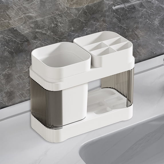 Mecorevxz Toothbrush and Toothpaste Holder for Bathroom Countertop Organizer, Detachable for Easy Clean, 2 Slots Electric Toothbrush Holders Storage Caddy Drainage(White,A)