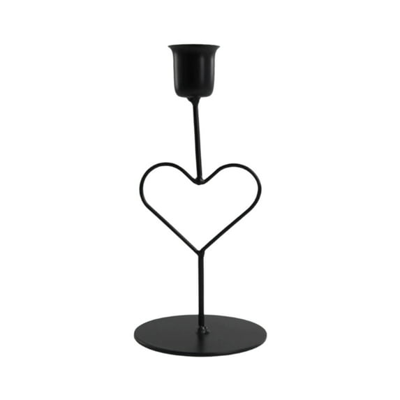 Mecorevxz Valentines Day Candle Holder, Wedding Candle Holder, Heart Shaped Candlestick for Table,Valentines Day Decorations(Black)