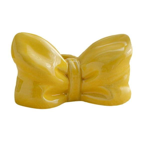 Mecorevxz Valentines Day Ceramic Bow Candle Holders Elegant Porcelain Bow-Shaped Candlestick Holder Decorative Candle Stand for Table Centerpiece Wedding Home Dinner Party Housewarming Decor(Yellow)