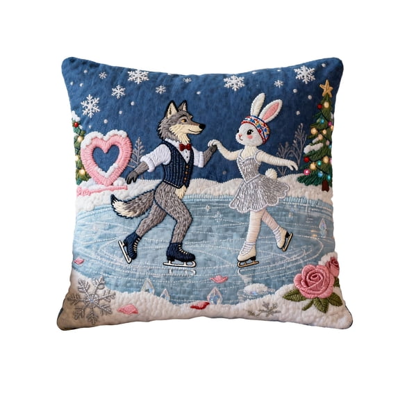 Mecorevxz Valentines Day Decorative Linen Pillows Cover With Graphic Print Cute Animals Suitable for Valentines Day 18x18 Inches(C)