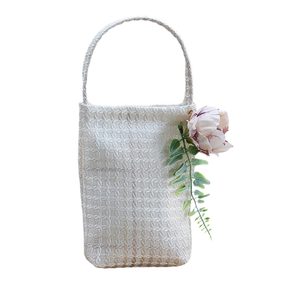 Mecorevxz Valentines Day Handbag Flower Packaging Box Fabric Bouquet Flower Arrangement Box(Beige)