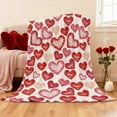 thumbnail image 1 of Mecorevxz Valentines Day Love Heart Throw Blanket, Lightweight Ultra Soft Flannel Blanket for Girlfriend Sweetheart, Pink Red Warm Cosy Fuzzy Throw Blanket for Sofa and Bed,130x100cm(A), 1 of 8
