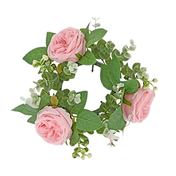 Mecorevxz Valentines Day Rose Garland Candle Cup Candlestick Garland Ring Decoration Party Wedding Decoration Garland(Hot Pink)