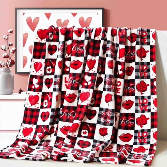 Mecorevxz Valentines Heart Blanket Soft Flannel Lightweight Valentine Pink Hearts Throw Blanket Cozy Warm Blankets All Seasons Living Room Decor for Home Decor(C)