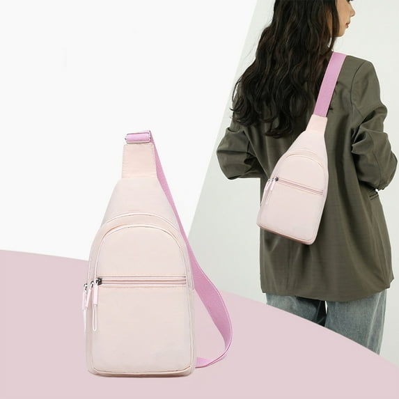 Mecorevxz Women's Adjustable Crossbody Chest Bag Shoulder Messenger Sling Backpack for Outdoor Sports Lightweight Portable Everyday(Pink)