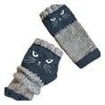 thumbnail image 1 of Mecorevxz Women's Knitted Fingerless Gloves with Cute Cat Embroidery, Cozy & Soft Knit Fabric Fingerless Cat Gloves for Winter Walk(B), 1 of 5
