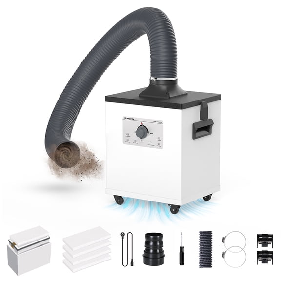 Mecpow 150W Fume Extractor 258m/h Strong Suction Solder Fume Extractor, 3-Layers Filtration Air Purifier for Laser Marking & Soldering Applications, 99.98% Purification Efficiency