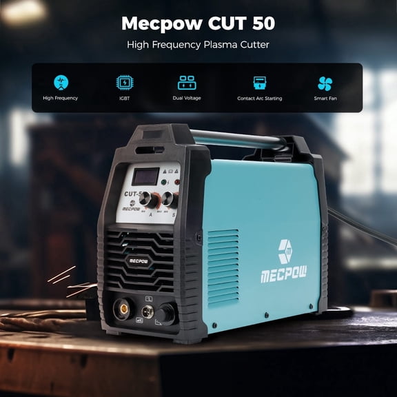Mecpow CUT-50 Plasma Cutter, Non-Touch Pilot Arc, 110/220V Dual Voltage IGBT Inverter, 0.6'' Cutting Thickness, Air-Cutting EfficiencyNon-Interference Technology2T for Beginners DIYHome Use
