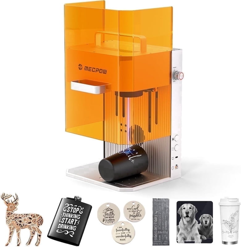 Mecpow X1 Dual-Source Engraving & Cutting Machine, 2W Infrared + 10W Diode, 5000mm/s High-Speed, Enclosed Design, 105×105mm