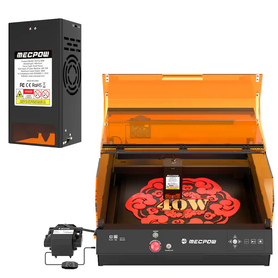Mecpow X4 Pro+B40W  Cutting Creative Tool Machine Combo Set, 30000mm/min High-Speed Cutting, Smart Connectivity, Working for Wood Metal Acrylic