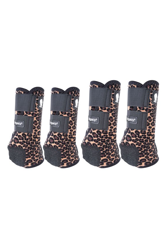 Medium Classic Equine Legacy2 Horse Front Hind Sports Boots 4 Pack Cheetah