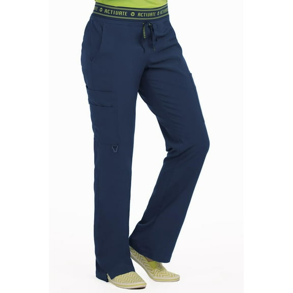 Med Couture Women's 8758 "Flow" Elastic Waist Cargo Scrub Pant -Navy-3X-Large