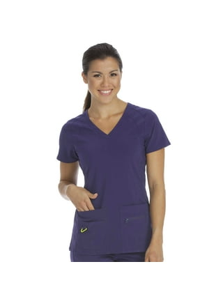  Med Couture Signature MC2 Women's Sport Neckline Scrub Top,  Plum, X-Small: Clothing, Shoes & Jewelry