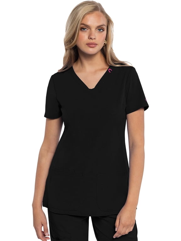 Amp V-Neck Scrub Top Women Missy Fit 3 Pockets