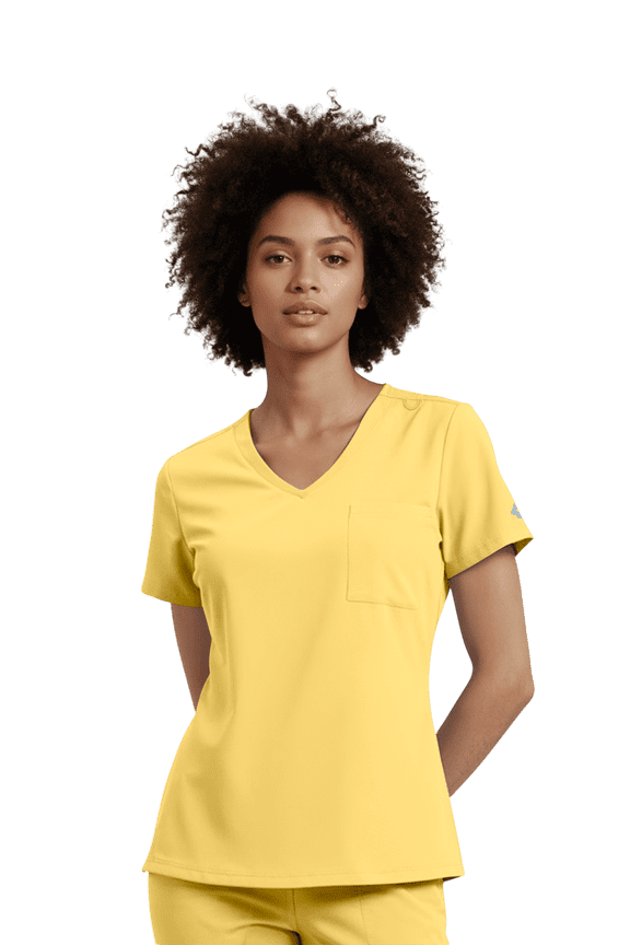 LUMA Medical Scrubs for Women V Neck One Pocket Scrub Top Buttercream M
