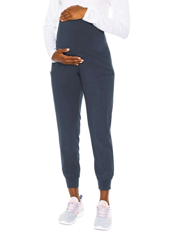 Touch Maternity Jogger Scrub Pants for Women with 4 Pockets Pewter L