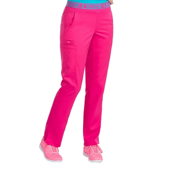 Med Couture Touch Womens 7739 Ally Logo Cargo Pant-Pink Punch-X-Small Petite