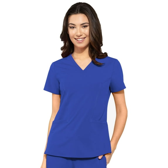 Med Couture Women's Short Sleeve Double V Neck Top