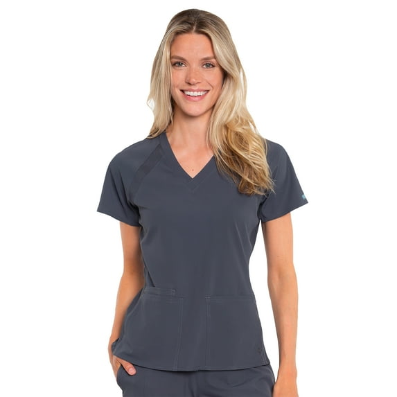 MED COUTURE Women Raglan Top, Color: Pewter, Size: L (8470-PWTR-L)