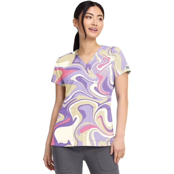 Med Couture Prints Scrubs Top For V-Neck Print MC8564