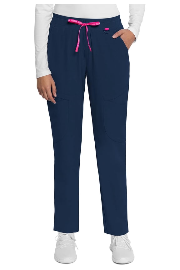 Scrub Pant for Women Mid Rise Drawstring Tapered Leg - Missy Fit Cargo Pant with Rib-Knit Waistband - MC101, XS, Navy