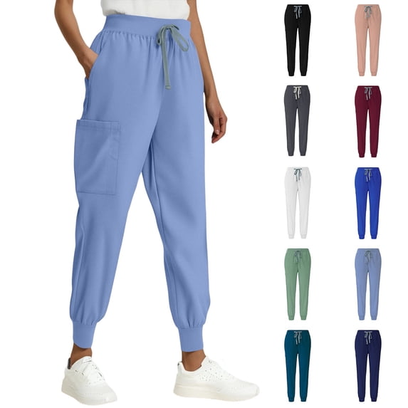 Med Couture Scrub Pants For Women Cargo Jogger Bottoms with 3 Pockets, Lightweight, Ultra Soft Fabric Deep Red L
