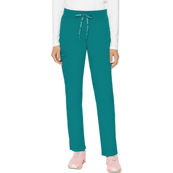 Med Couture Scrub Pants for Women, Jersey Waist Yoga Bottoms, 6 Pockets with Mid Rise Drawstring Waistband - MC7725