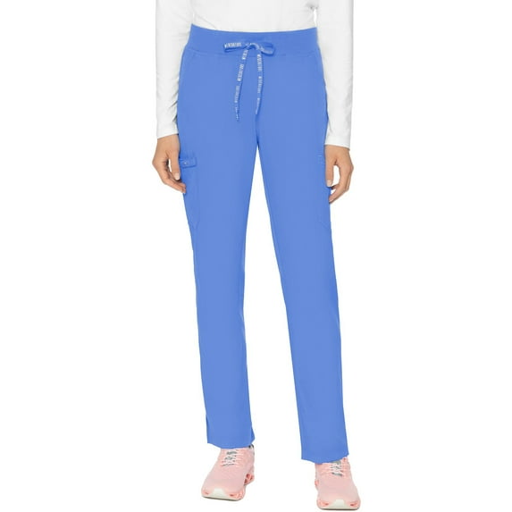 Med Couture Scrub Pants for Women, Jersey Waist Yoga Bottoms, 6 Pockets with Mid Rise Drawstring Waistband - MC7725