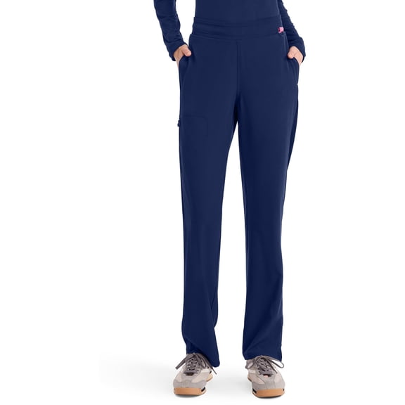 Med Couture Scrub Pants for Women Straight Leg Pull-On Pant with 4 Pockets Moisture Wicking & 360 Stretch - MC103, M, Navy