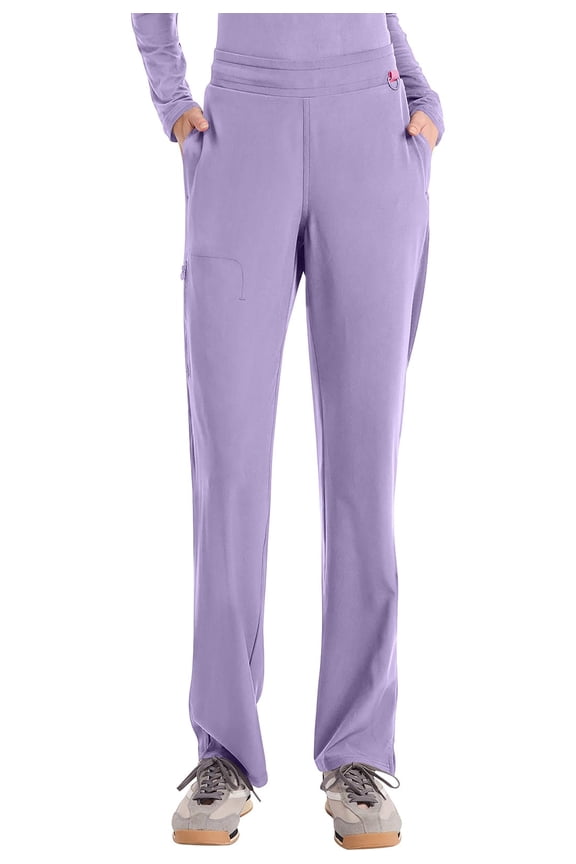 Scrub Pants for Women Straight Leg Pull-On Pant with 4 Pockets Moisture Wicking & 360 Stretch - MC103P, M, Digital Lavender