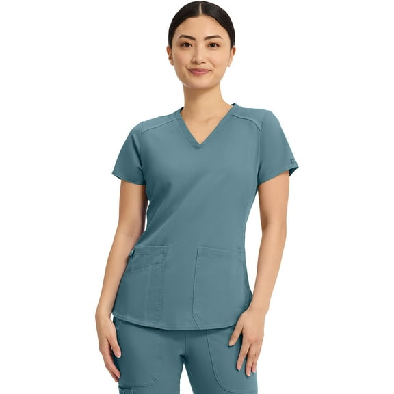 Med Couture Touch Scrubs Top For Women V-Neck Shirttail MC7459