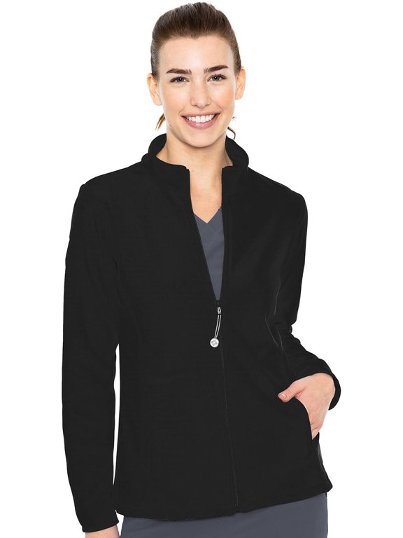 Women's Performance Fleece Jacket with 4 Pockets and 2-Way Stretch - MC8684, XL, Black