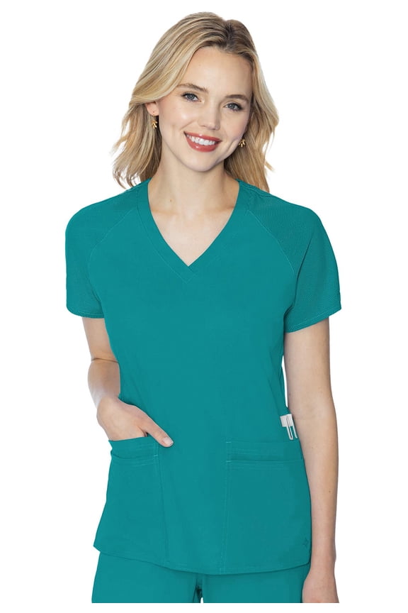Women's Scrub Top, Raglan Sleeves for Modern Fit, 6 Pockets 2-Way Stretch, Durable & Breathable Fabric - MC7425