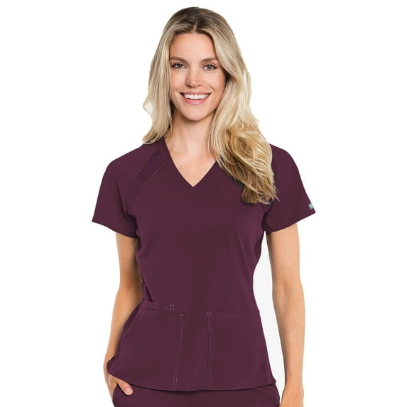 Med Couture Women's Short Sleeve V-Neck Raglan Top