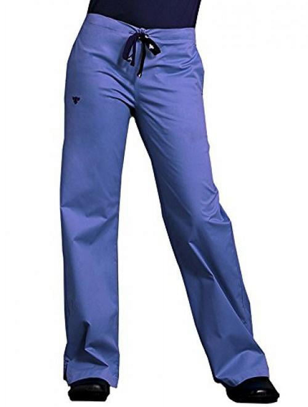 Med Couture Women's Signature Drawstring Straight Scrub Pant, Ceil/Navy