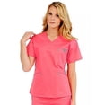 thumbnail image 1 of Med Couture Women's Signature V-Neck Scrub Top, Apricot/Key Lime, S, 1 of 1
