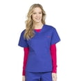 thumbnail image 1 of Med Couture Women's Signature V-Neck Scrub Top, Blue Gem/Crimson, XL, 1 of 1