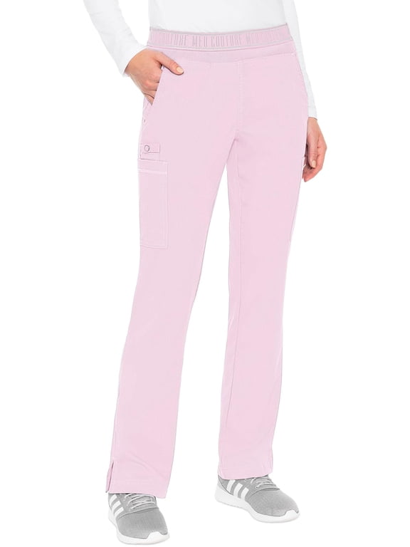 Women's Yoga Pull-On Pant with 7 Pockets Ultra-Soft Rib-Knit Waistband and 2-Way Stretch Technology - MC7739P, L Petite, Ice Pink