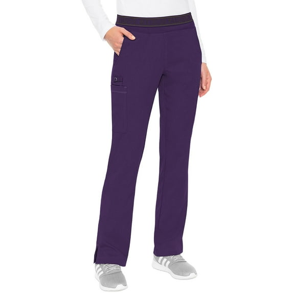 Med Couture Women's Yoga Pull-On Pant with 7 Pockets Ultra-Soft Rib-Knit Waistband and 2-Way Stretch Technology Plus Size - MC7739, 5XL, Eggplant