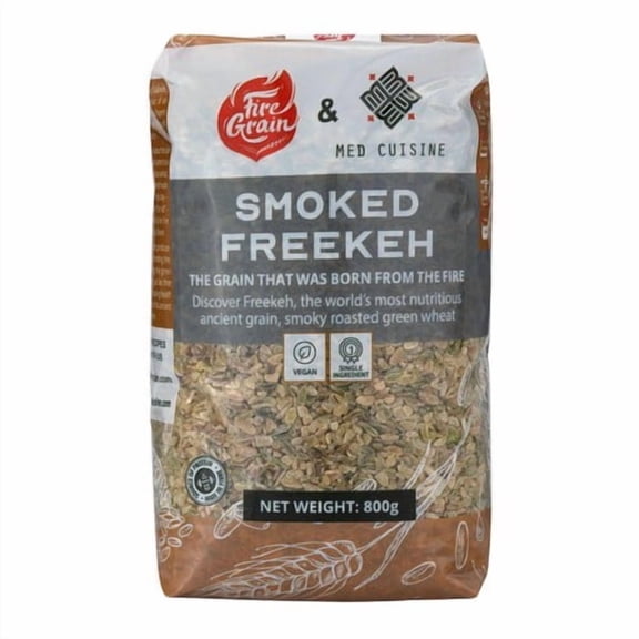 Med Cuisine Roasted Smoked Green Freekeh 800g, British Import (Pack of 3)