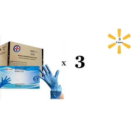 Med-Glove Medical Examination Gloves(TPE) Powder Free, Ambidextrous, Small Size - 3 Cases of 3000