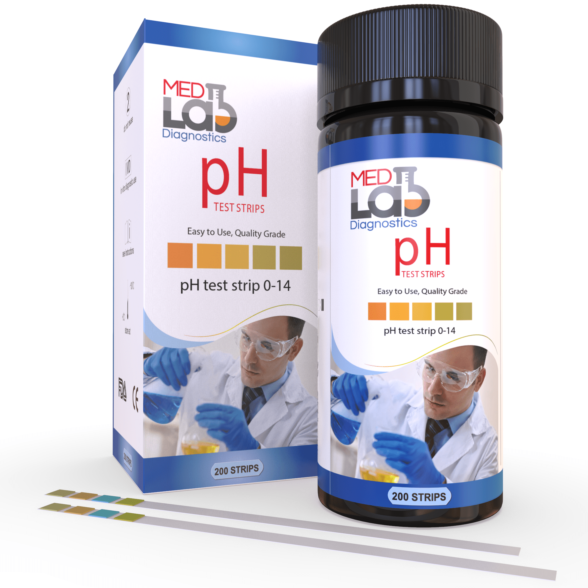 Med Lab Diagnostics Universal pH Test Strips, 200 Count