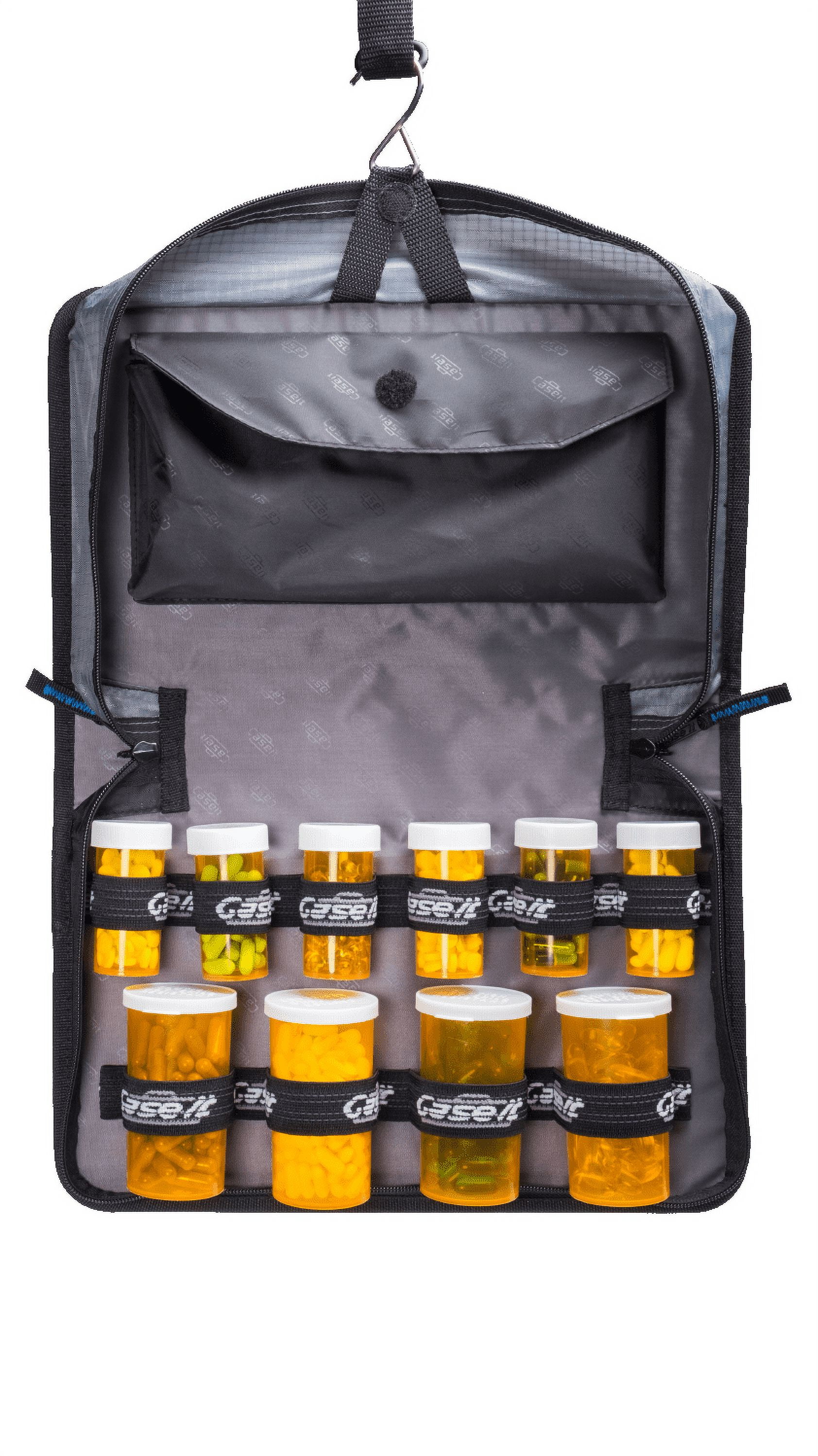 Med Manager XL Medicine Organizer and Pill Case, Holds (25) Pill Bottles -  (17) Standard Size and (8) Large Bottles, Black, 13 inches x 13 inches x  4.5 inches 