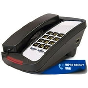 Med-Pat D800 Analog Deskset Telephone with Bright Ring Light, Easy Dial Pad, Wall Mountable Landline, Black